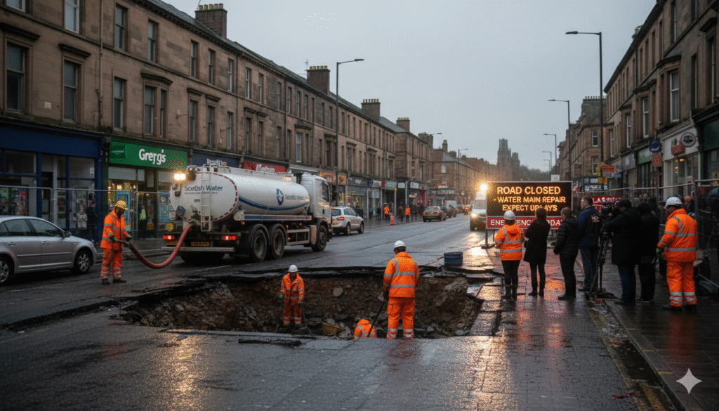 Glasgow Water Main Break Shettleston Road