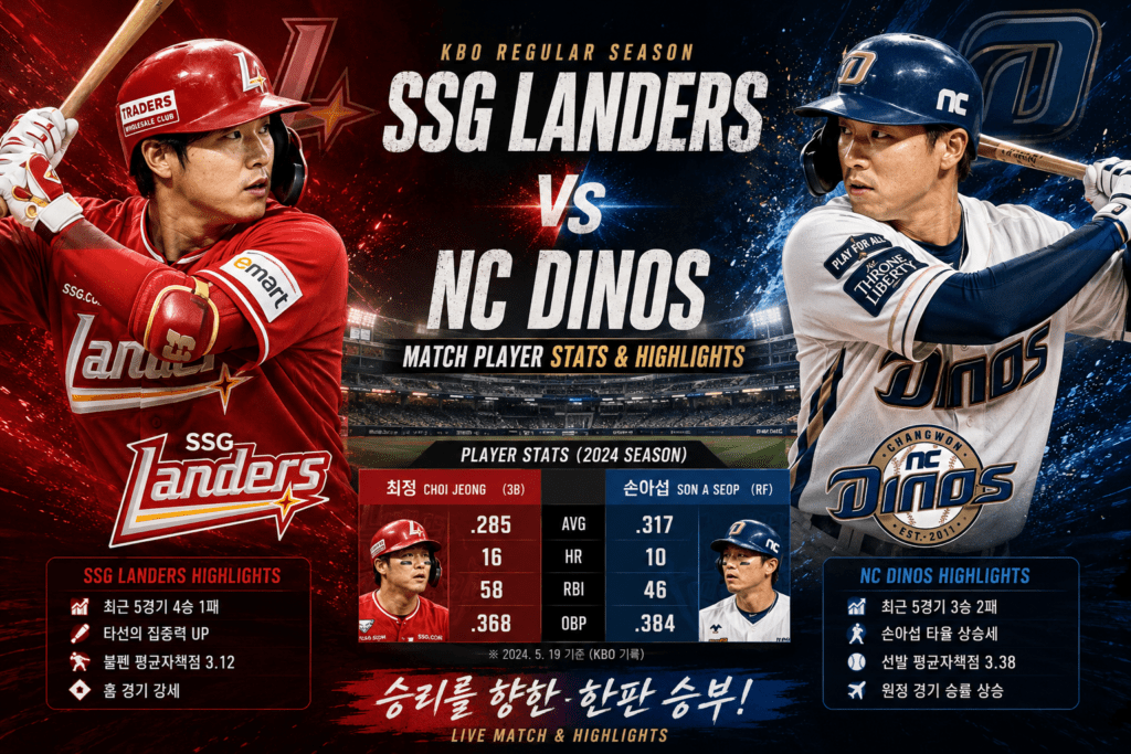 SSG Landers vs NC Dinos Match Player Stats and Highlights SSG Landers vs NC Dinos